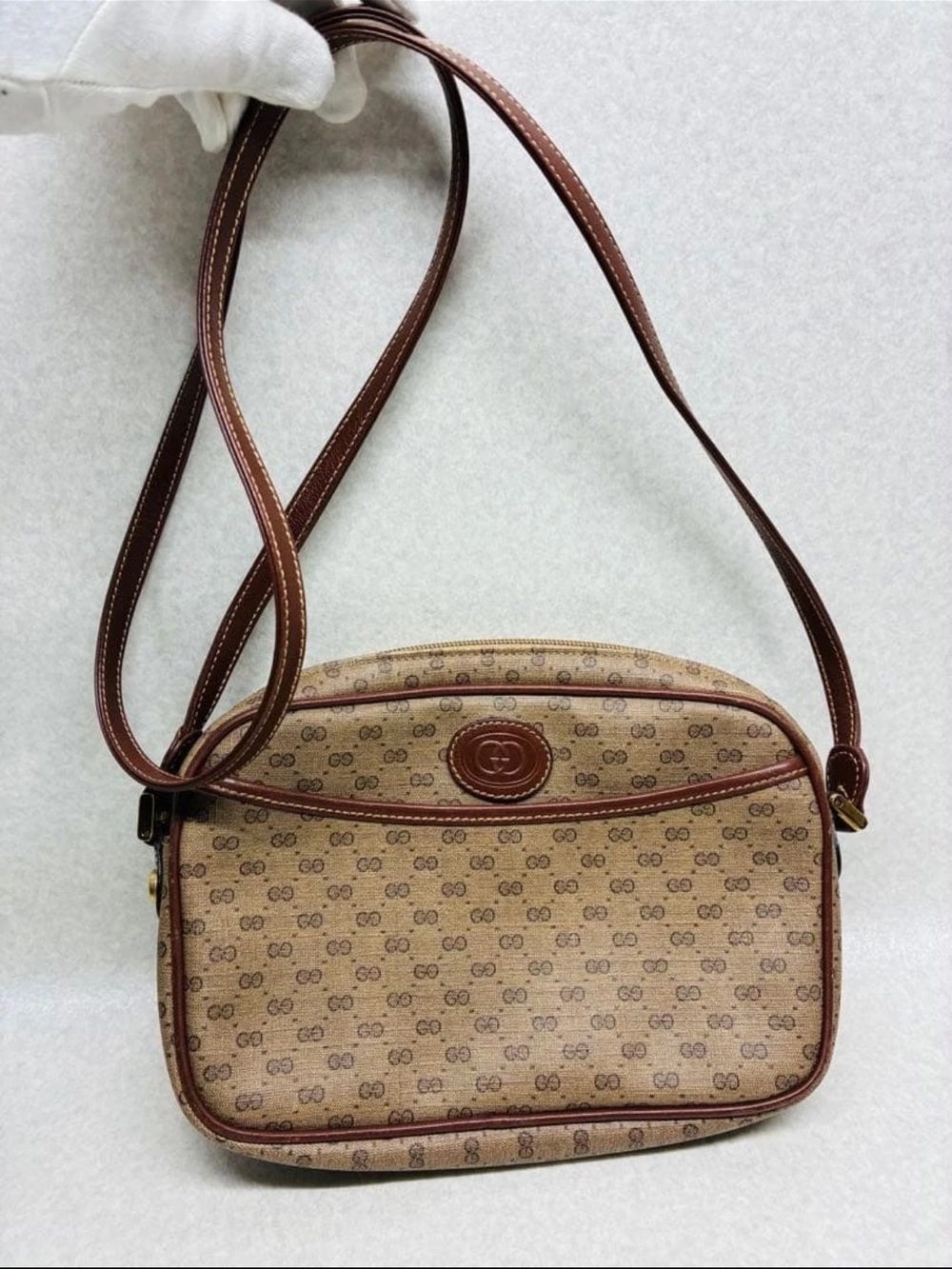 Gucci Beige/Brown Monogram Crossbody Bag